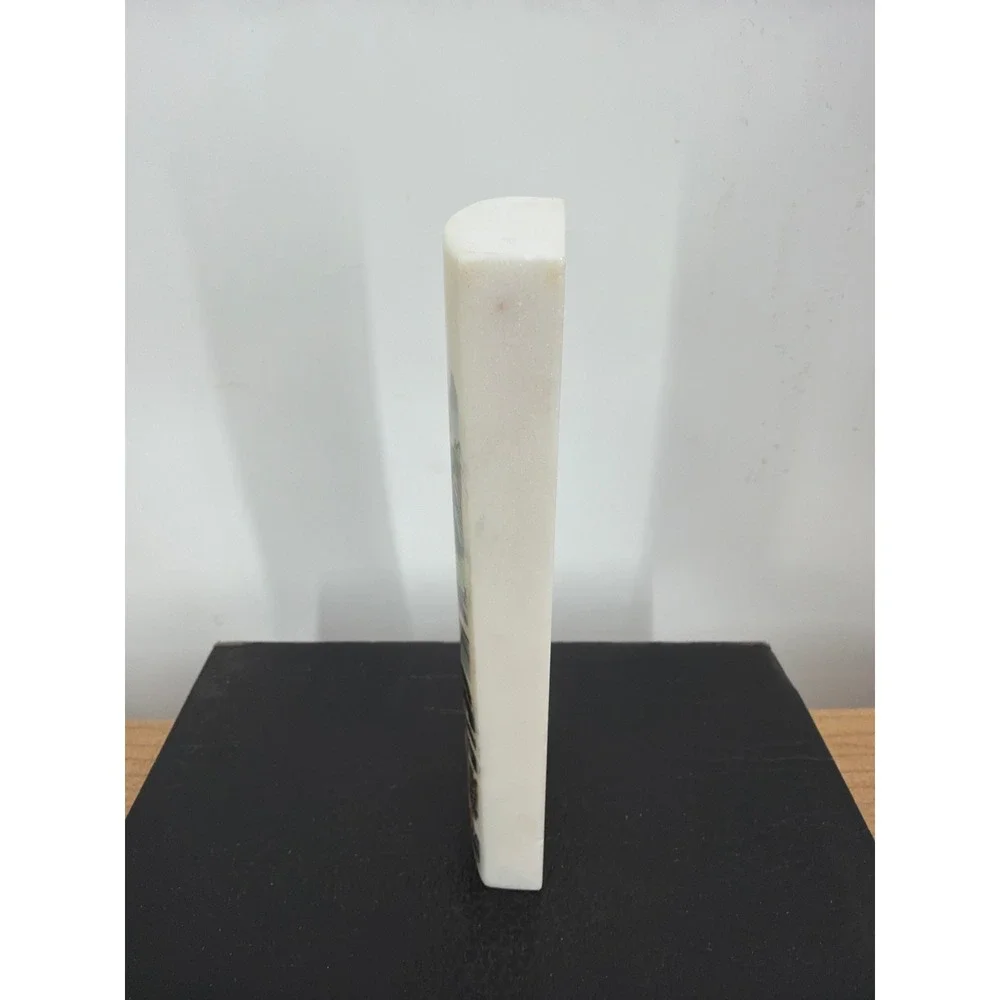 Chinese Hand Painted Marble Landscape Slab Mountain Cherry‎ Blossom Decor 6.5in
